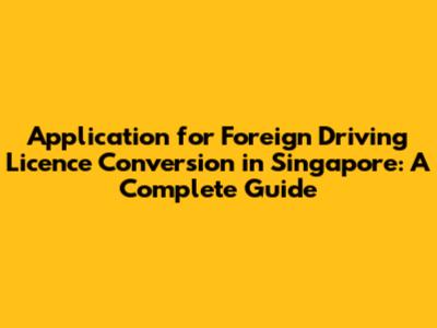 Application for Foreign Driving Licence Conversion in Singapore: A Complete Guide
