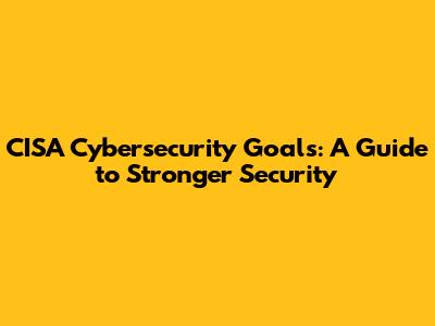 CISA Cybersecurity Goals: A Guide to Stronger Security