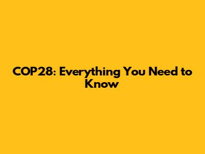 COP28: Everything You Need to Know