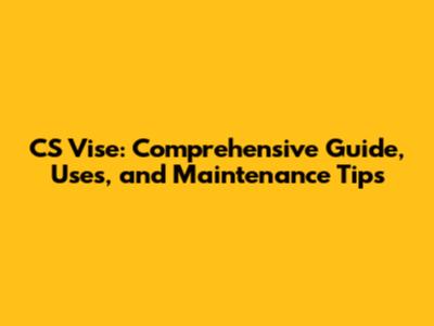 CS Vise: Comprehensive Guide, Uses, and Maintenance Tips