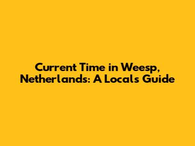 Current Time in Weesp, Netherlands: A Local's Guide