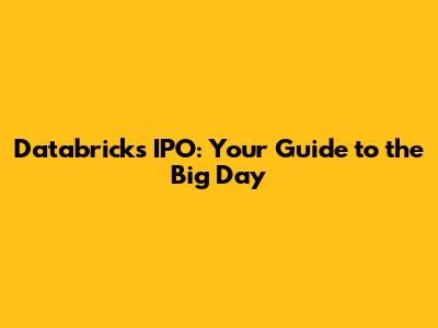 Databricks IPO: Your Guide to the Big Day
