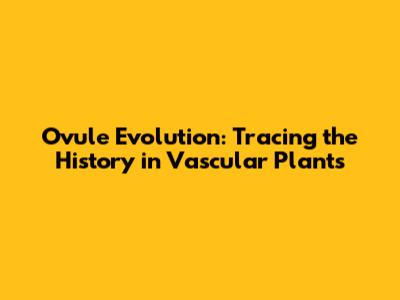 Ovule Evolution: Tracing the History in Vascular Plants