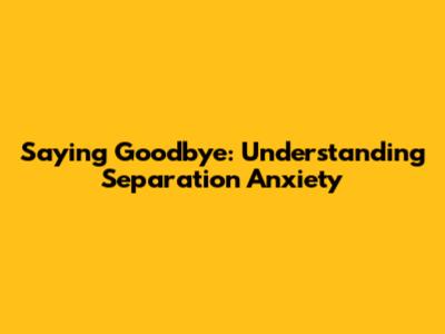 Saying Goodbye: Understanding Separation Anxiety