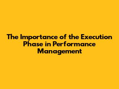 The Importance of the Execution Phase in Performance Management