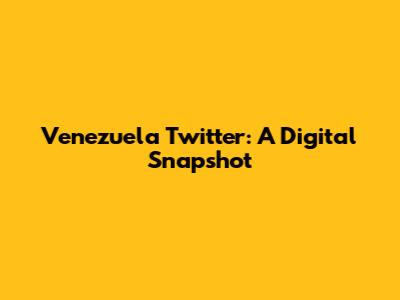 Venezuela Twitter: A Digital Snapshot