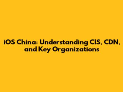 iOS China: Understanding CIS, CDN, and Key Organizations