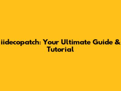 iidecopatch: Your Ultimate Guide & Tutorial